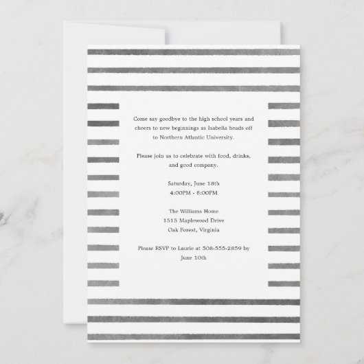 Watercolor Graduation Caps Grad Party Invitation 案内状 (裏面)