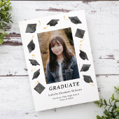 Watercolor Graduation Caps Grad Party Invitation 案内状