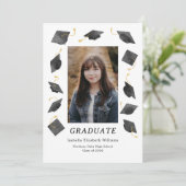 Watercolor Graduation Caps Multiple Photo Grad 案内状 (スタンド正面)