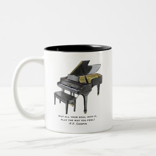 Watercolor Grand Piano  Illustration Chopin Quote  ツートーンマグカップ (左)