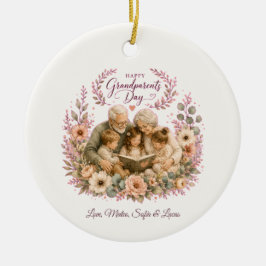 Watercolor Grandparents Day / Abuelos Floral セラミックオーナメント