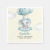Watercolor Gray Elephant Baby shower Boy スタンダードカクテルナプキン (正面)