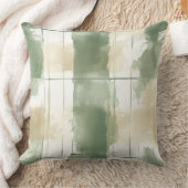 Watercolor Green Abstract Throw Pillow  クッション (ブランケット)