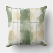 Watercolor Green Abstract Throw Pillow  クッション (裏面)