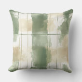 Watercolor Green Abstract Throw Pillow  クッション (正面)