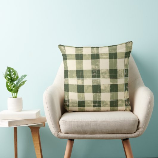 Watercolor Green Abstract Throw Pillow クッション (椅子)