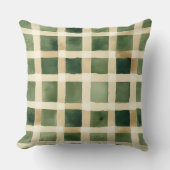 Watercolor Green Abstract Throw Pillow  クッション (正面)