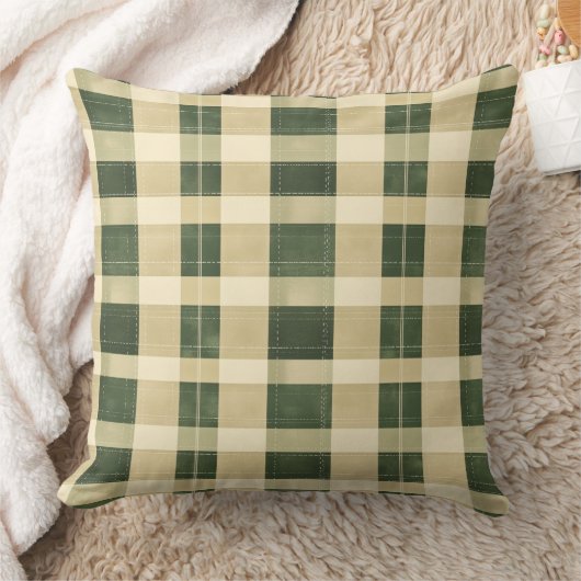 Watercolor Green Abstract Throw Pillow クッション (ブランケット)
