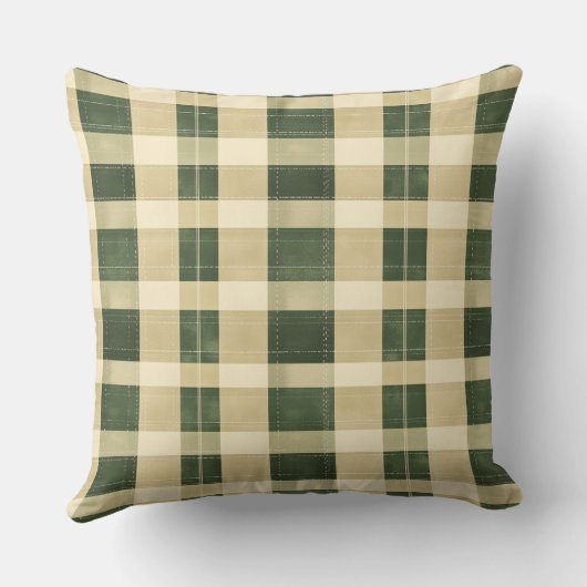Watercolor Green Abstract Throw Pillow  クッション (裏面)