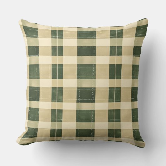 Watercolor Green Abstract Throw Pillow クッション (正面)