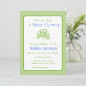 Watercolor Green Celtic Shamrock Baby Shower 招待状 (スタンド正面)
