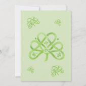 Watercolor Green Celtic Shamrock Baby Shower 招待状 (裏面)