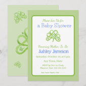 Watercolor Green Celtic Shamrock Baby Shower 招待状 (正面/裏面)