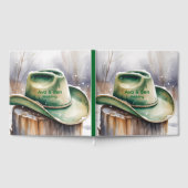 Watercolor Green Cowboy Hat in Snow Wedding ゲストブック (全面)
