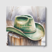 Watercolor Green Cowboy Hat in Snow Wedding ゲストブック (裏面)