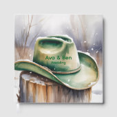 Watercolor Green Cowboy Hat in Snow Wedding ゲストブック (正面)