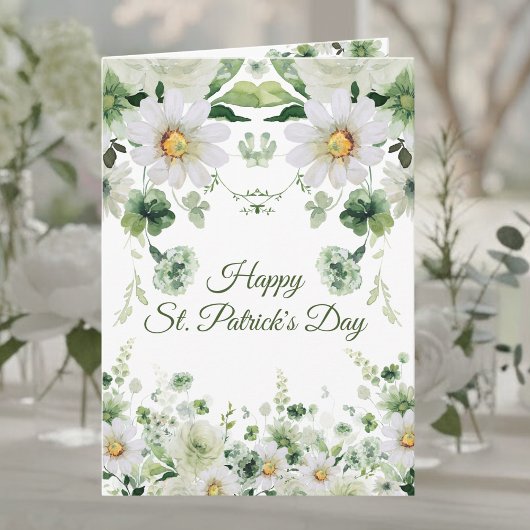 Watercolor Green Floral Happy St. Patrick's Day カード