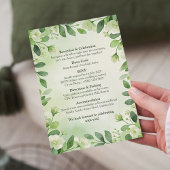 Watercolor Green Floral Wedding Invitation 招待状