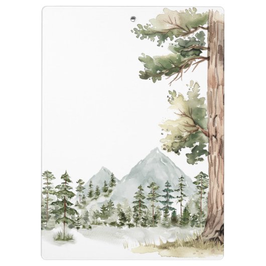 Watercolor Green Forest Landscape Personalized クリップボード (裏面)