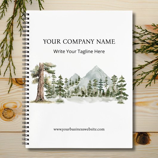 Watercolor Green Forest Nature Outdoor Business ノートブック