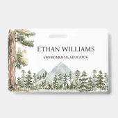 Watercolor Green Forest Personalized  バッジ (表面)