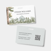 Watercolor Green Forest Personalized  バッジ (表裏)