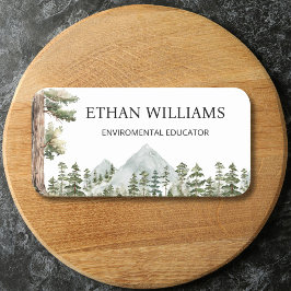 Watercolor Green Forest Personalized  名札