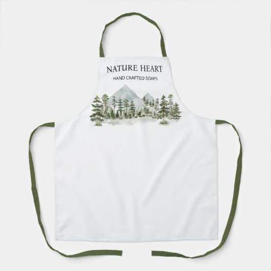 Watercolor Green Forest Personalized Business エプロン (正面)