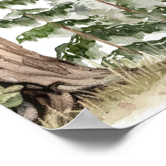 Watercolor Green Forest Personalized Business ポスター (角)