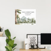 Watercolor Green Forest Personalized Business ポスター (ホームオフィス)