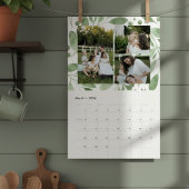 Watercolor Green Gingham Family Photo Calendar カレンダー