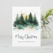 Watercolor Green Gold Christmas Forest シーズンカード (スタンド正面)