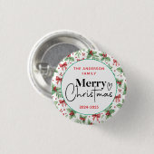 : Watercolor Green Grass – Festive Christmas Party 缶バッジ (正面&裏面)