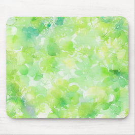 Watercolor Green Leaf Abstract Pattern マウスパッド
