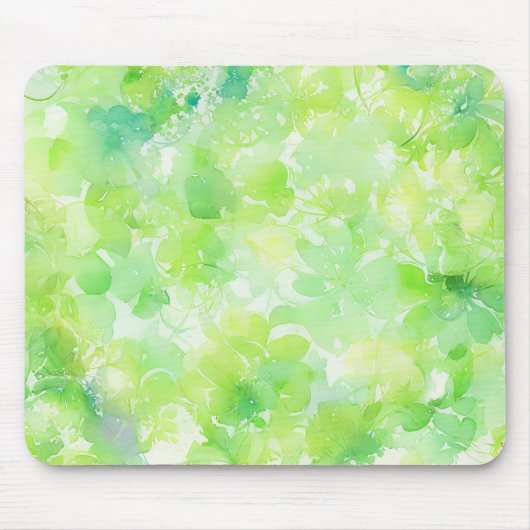 Watercolor Green Leaf Abstract Pattern マウスパッド (正面)