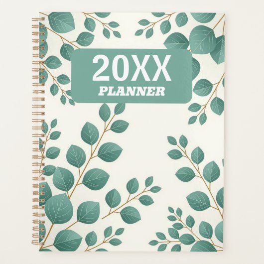 Watercolor Green Leaves Custom Planner プランナー手帳 (正面)