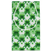 Watercolor Green Shamrock Plaid Pattern スモールペーパーバッグ (裏面)