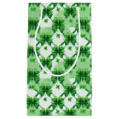Watercolor Green Shamrock Plaid Pattern スモールペーパーバッグ (正面)