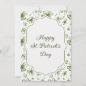 Watercolor Green Shamrocks Happy St. Patrick's Day シーズンカード (正面)
