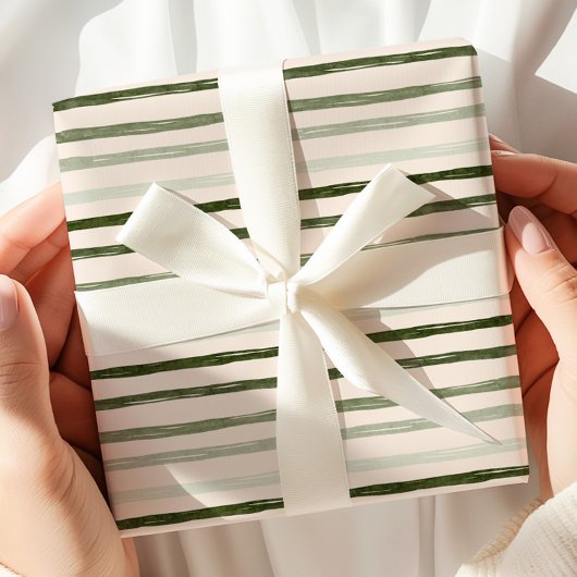 Watercolor Green Stripe Wrapping Paper ラッピングペーパー