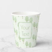 Watercolor Green Trees Personalized Paper Cups 紙コップ (正面)