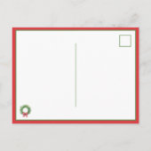 Watercolor Green Wreath With Red Gingham Bow ポストカード (裏面)