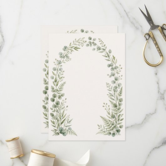 Watercolor Greenery Arch Wedding Program プログラム (正面/裏面インサイチュ)