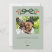 Watercolor Greenery Bow Merry Christmas Photo シーズンカード (裏面)