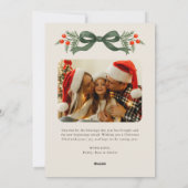 Watercolor Greenery Bow Merry Christmas Photo シーズンカード (裏面)