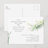 Watercolor Greenery Celebration of Life ポストカード (正面/裏面)