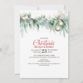 Watercolor Greenery Christmas Brunch 招待状 (正面)
