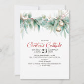 Watercolor Greenery Christmas Cocktails 招待状 (正面)