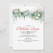 Watercolor Greenery Christmas Dinner 招待状 (正面)