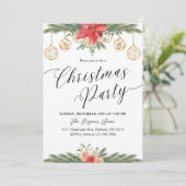 Watercolor Greenery Christmas Party  招待状 (スタンド正面)